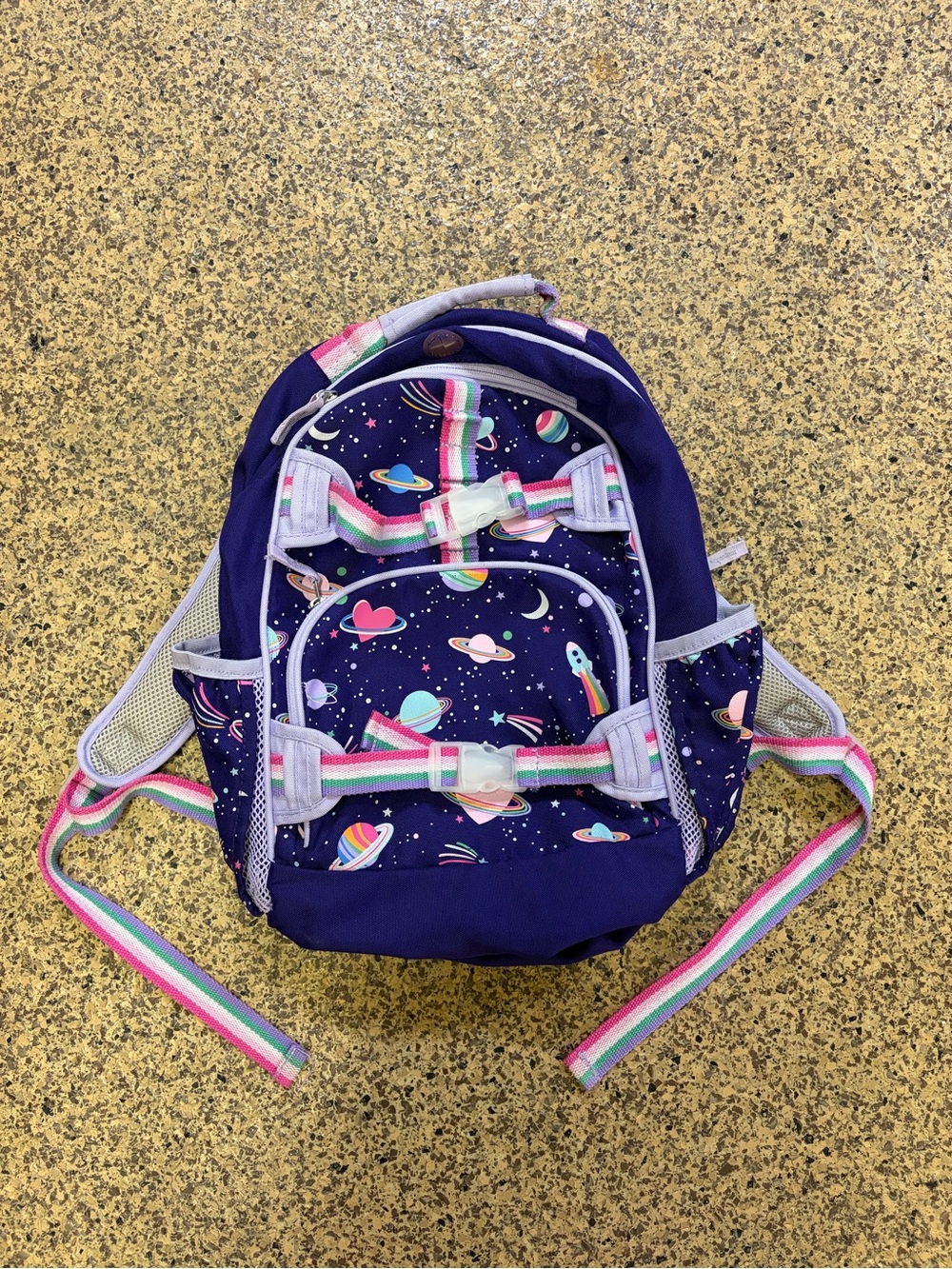 Pottery Barn Kids Space Backpack with Rainbow Straps